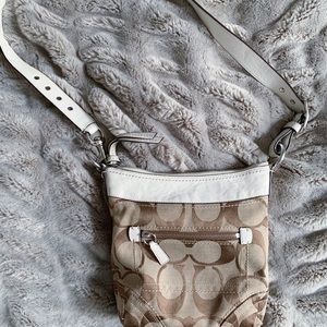 Coach cross-body bag | tan & white